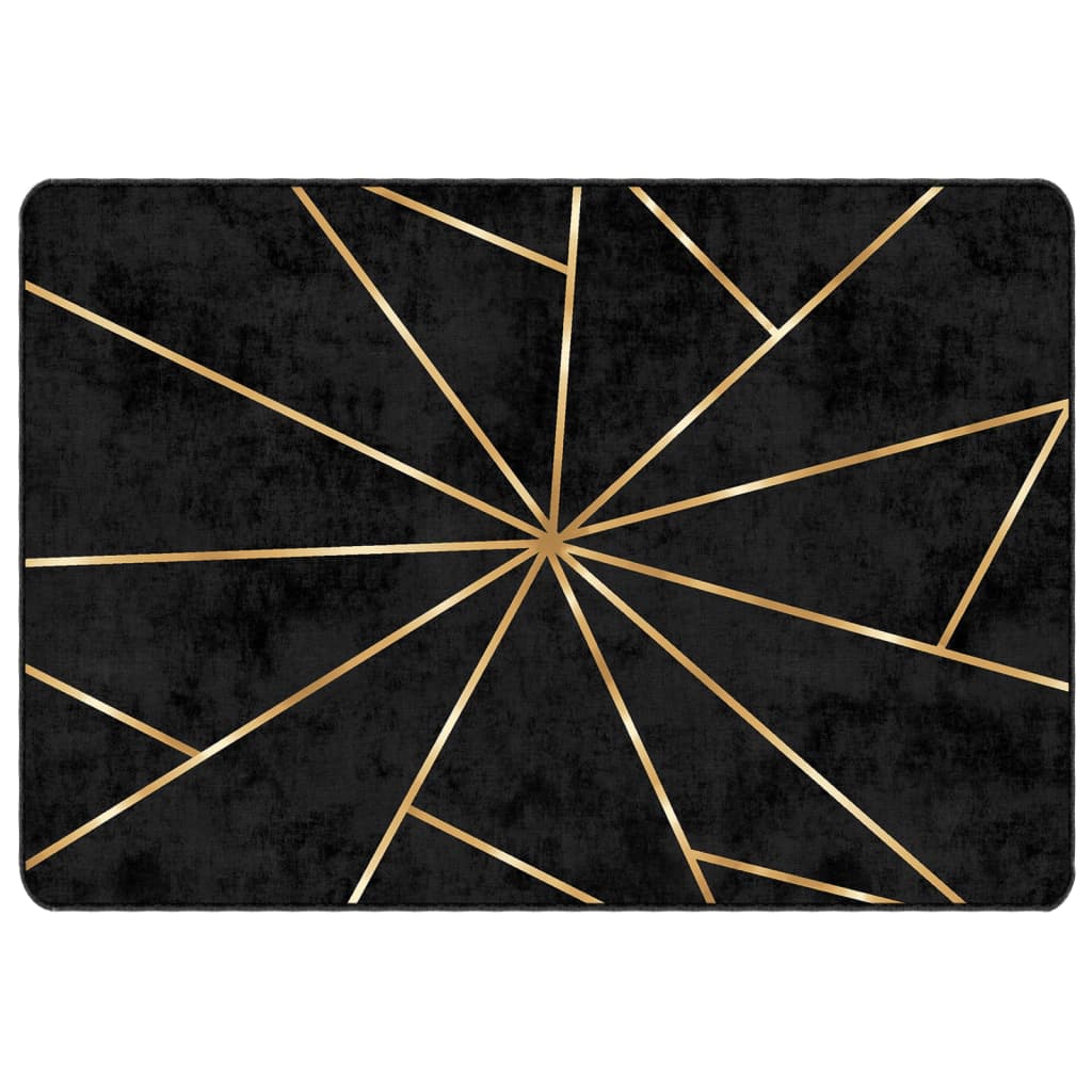 vidaXL Rug Washable Black and Gold 160x230 cm Anti Slip