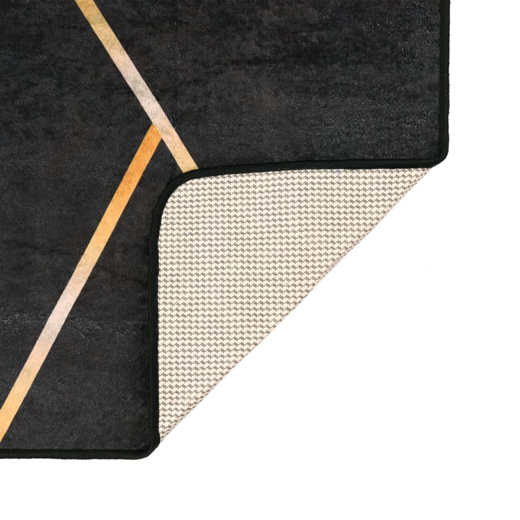 vidaXL Rug Washable Black and Gold 160x230 cm Anti Slip