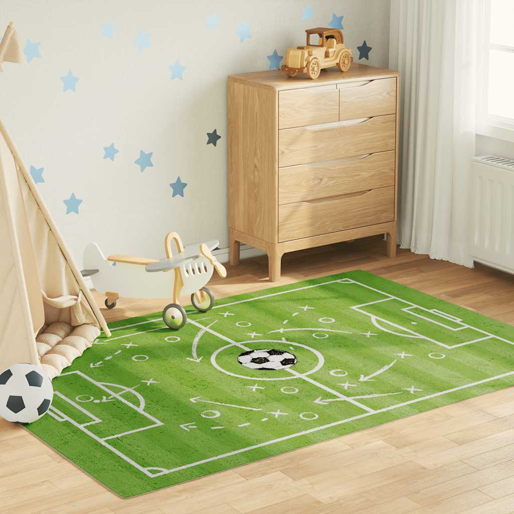 vidaXL Kids' Rug Green 160x230 cm Football Field Washable Anti Slip