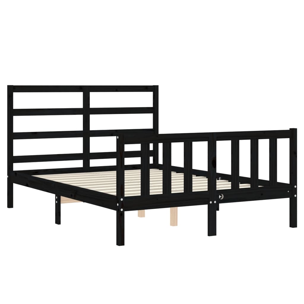 vidaXL Bed Frame without Mattress Black 140x200 cm Solid Wood Pine