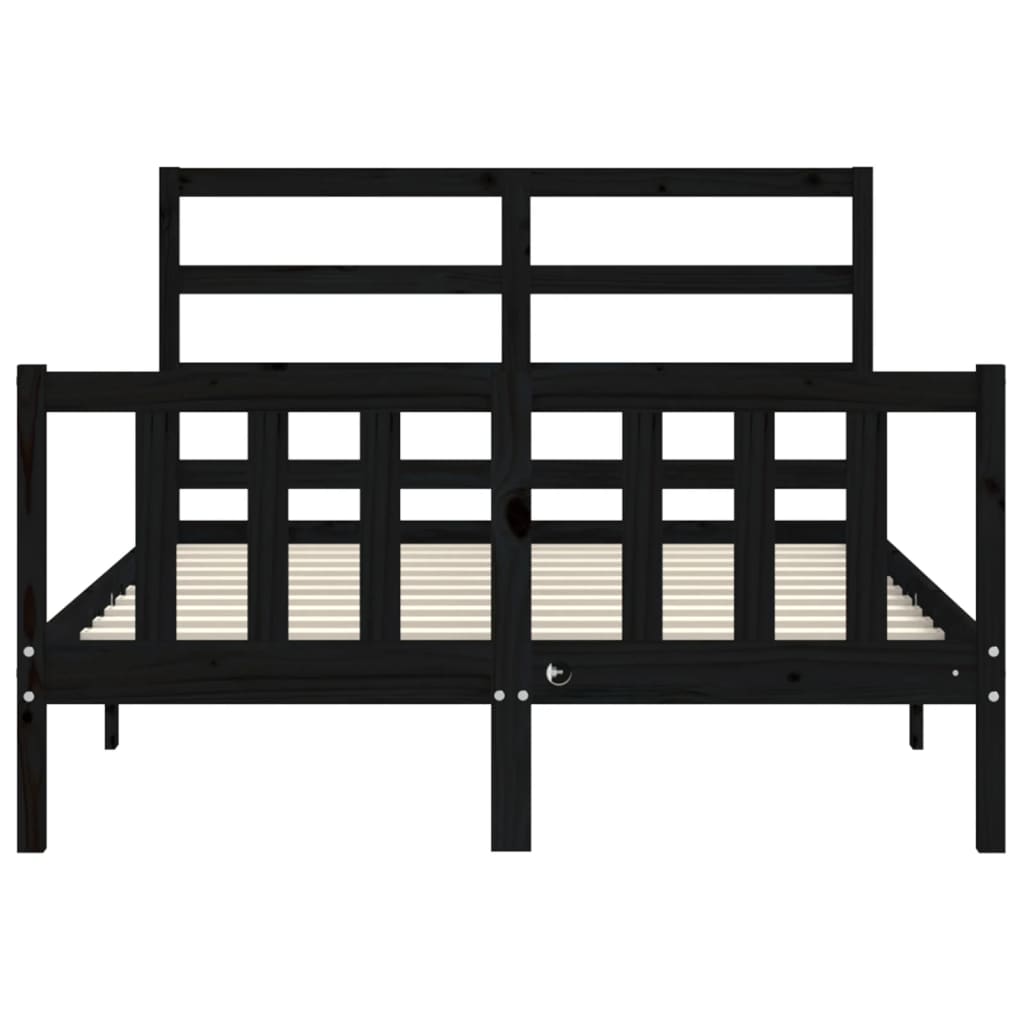 vidaXL Bed Frame without Mattress Black 140x200 cm Solid Wood Pine