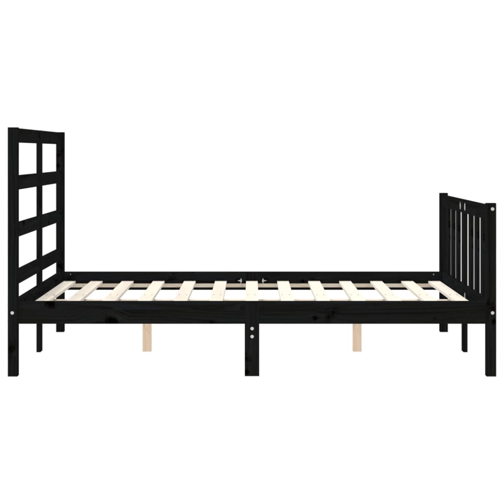 vidaXL Bed Frame without Mattress Black 140x200 cm Solid Wood Pine