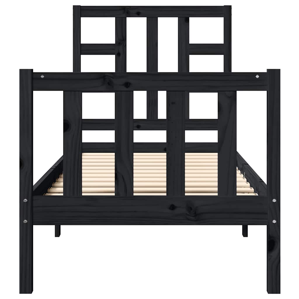 Bed Frame without Mattress Black Small Single Solid Wood Pine