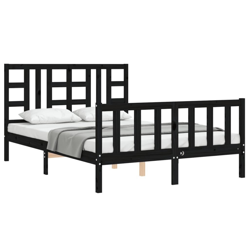 vidaXL Bed Frame without Mattress Black 140x200 cm Solid Wood Pine