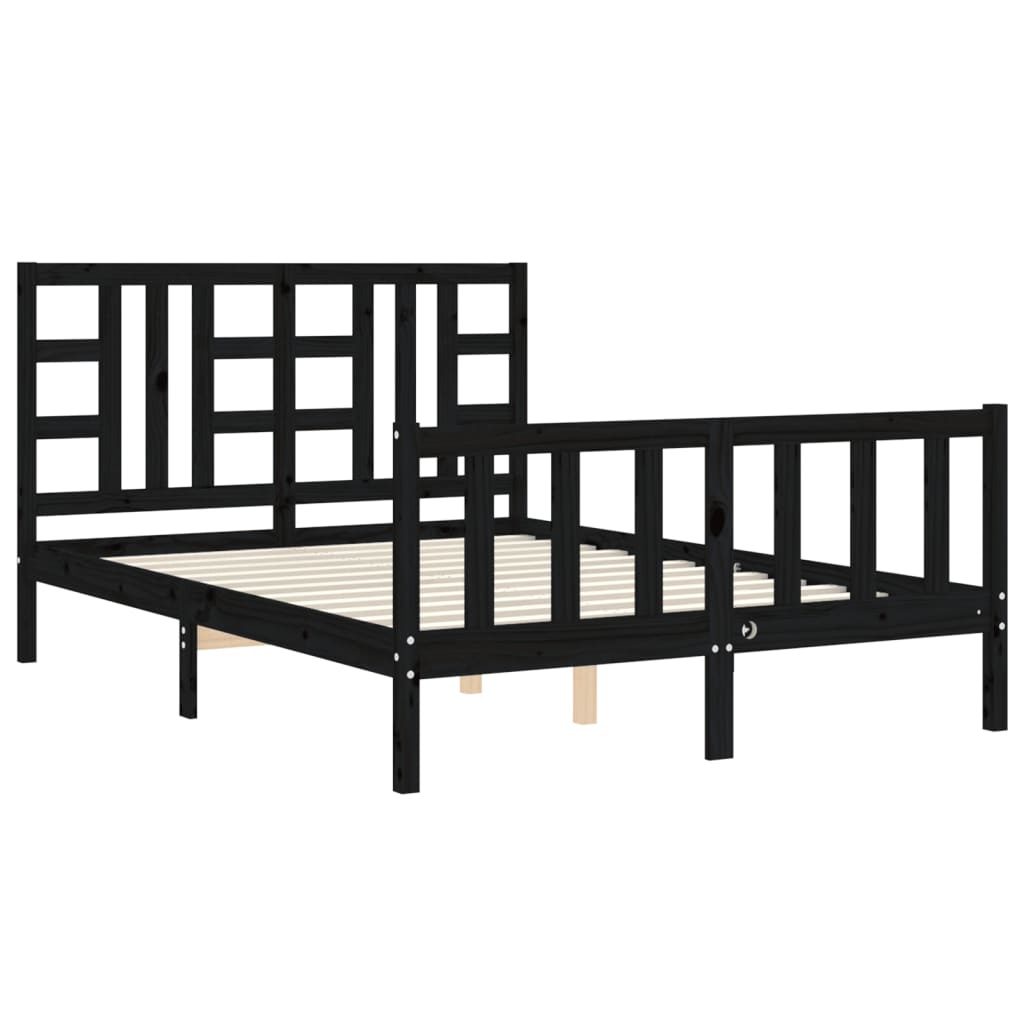 vidaXL Bed Frame without Mattress Black 140x200 cm Solid Wood Pine