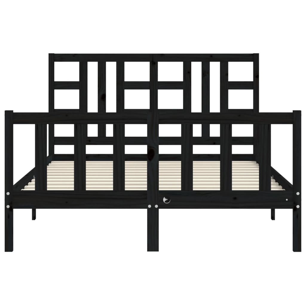 vidaXL Bed Frame without Mattress Black 140x200 cm Solid Wood Pine