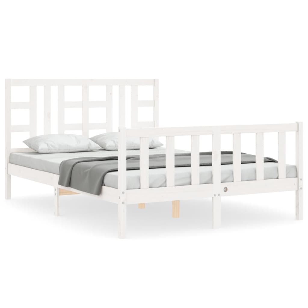 vidaXL Bed Frame without Mattress White King Size Solid Wood Pine