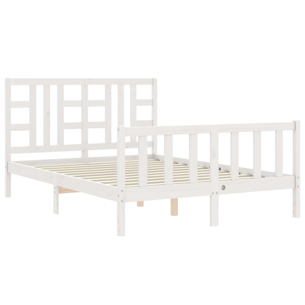 vidaXL Bed Frame without Mattress White King Size Solid Wood Pine