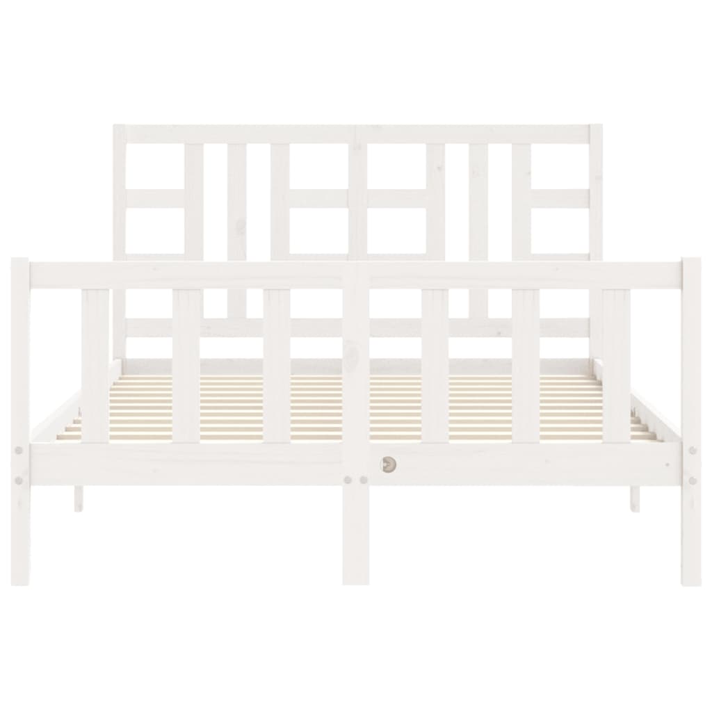 vidaXL Bed Frame without Mattress White King Size Solid Wood Pine