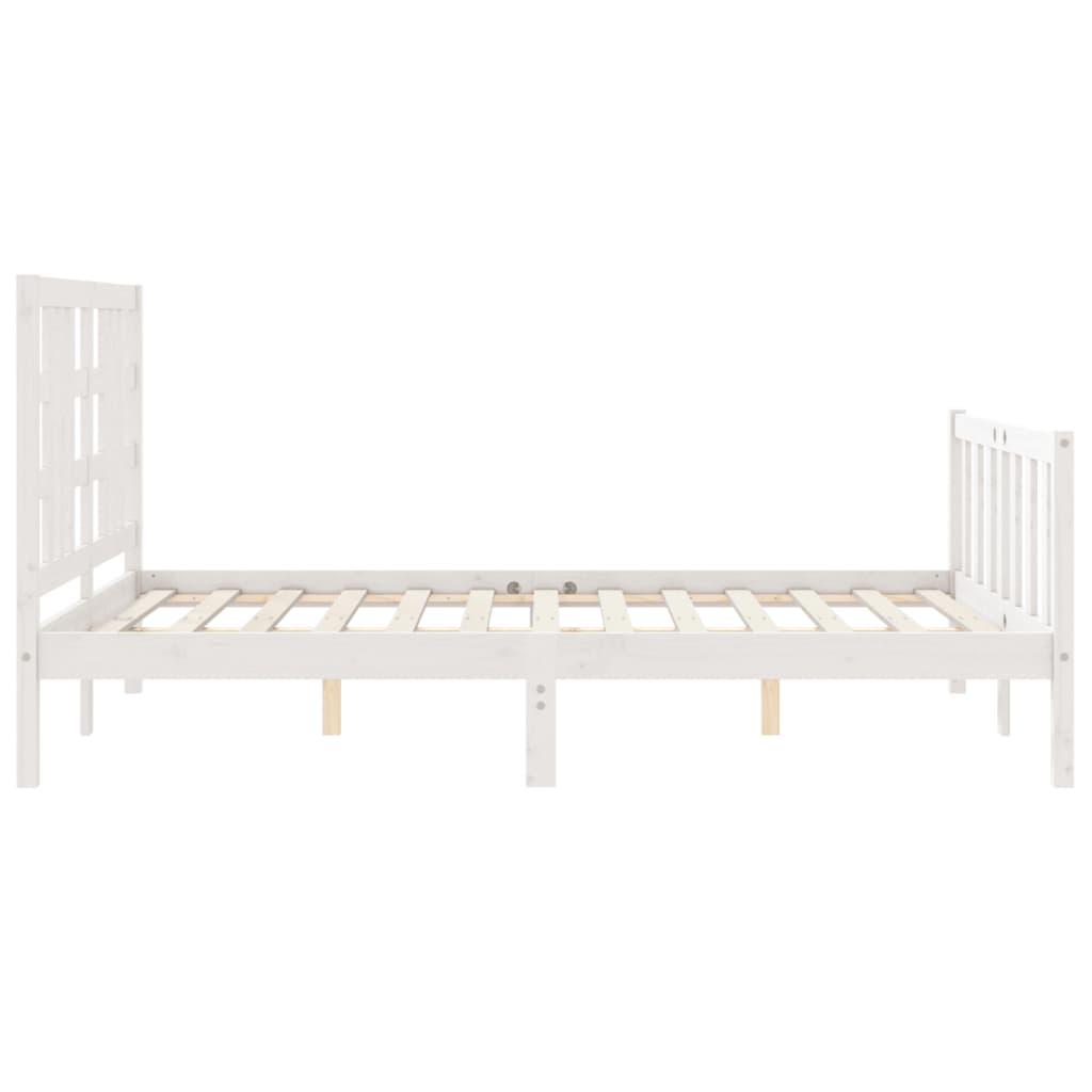 vidaXL Bed Frame without Mattress White King Size Solid Wood Pine