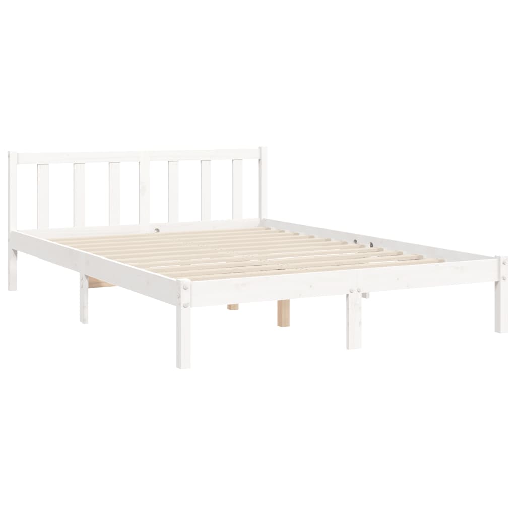 vidaXL Bed Frame without Mattress White King Size Solid Wood Pine