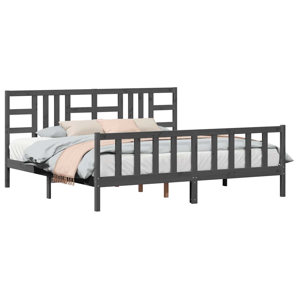 Bed Frame without Mattress Grey 200x200 cm Solid Wood Pine