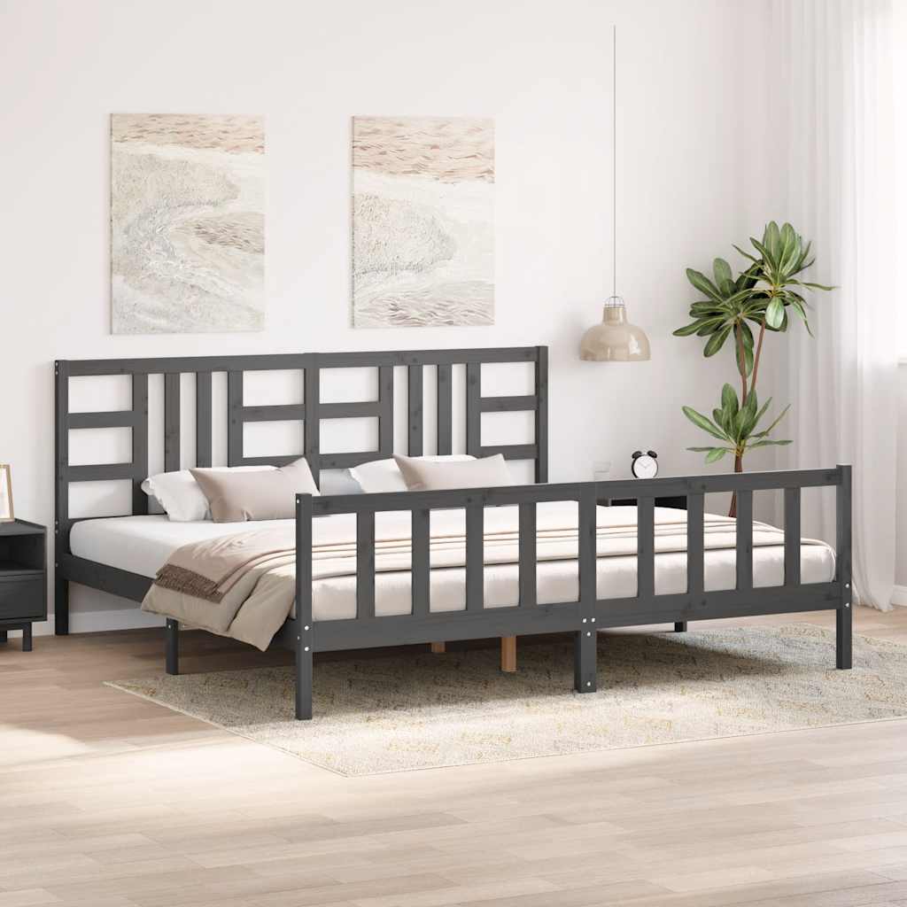 Bed Frame without Mattress Grey 200x200 cm Solid Wood Pine