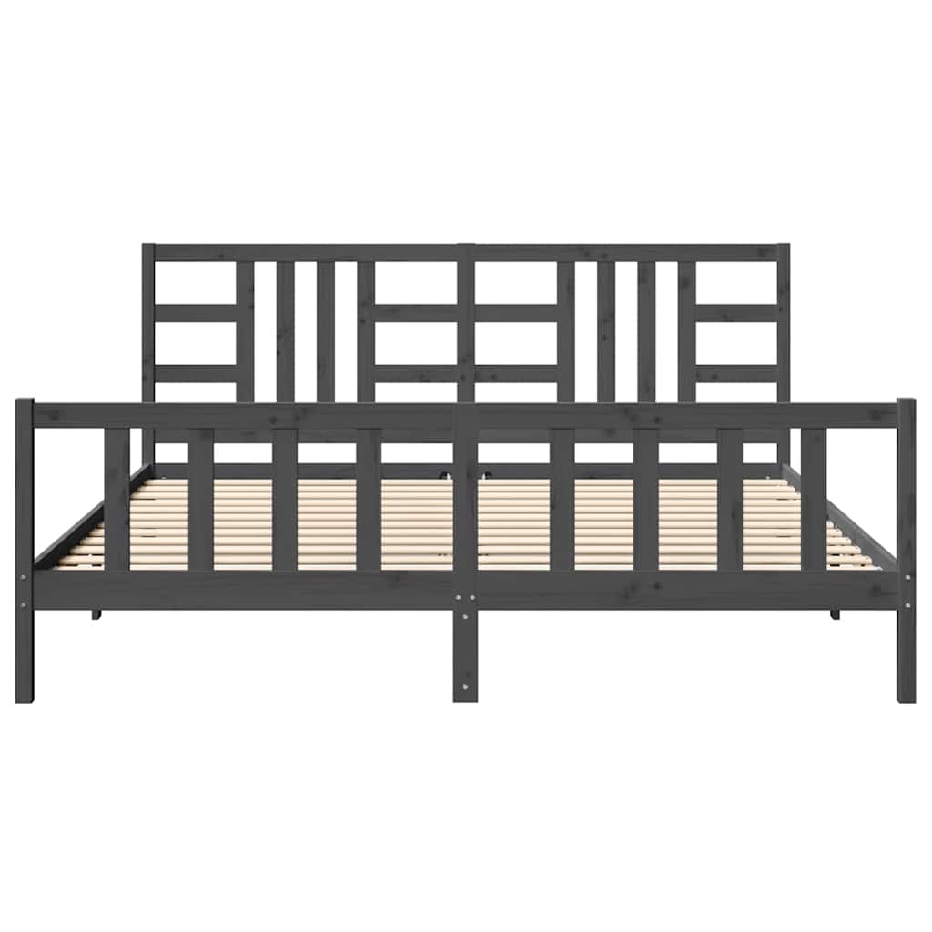 Bed Frame without Mattress Grey 200x200 cm Solid Wood Pine