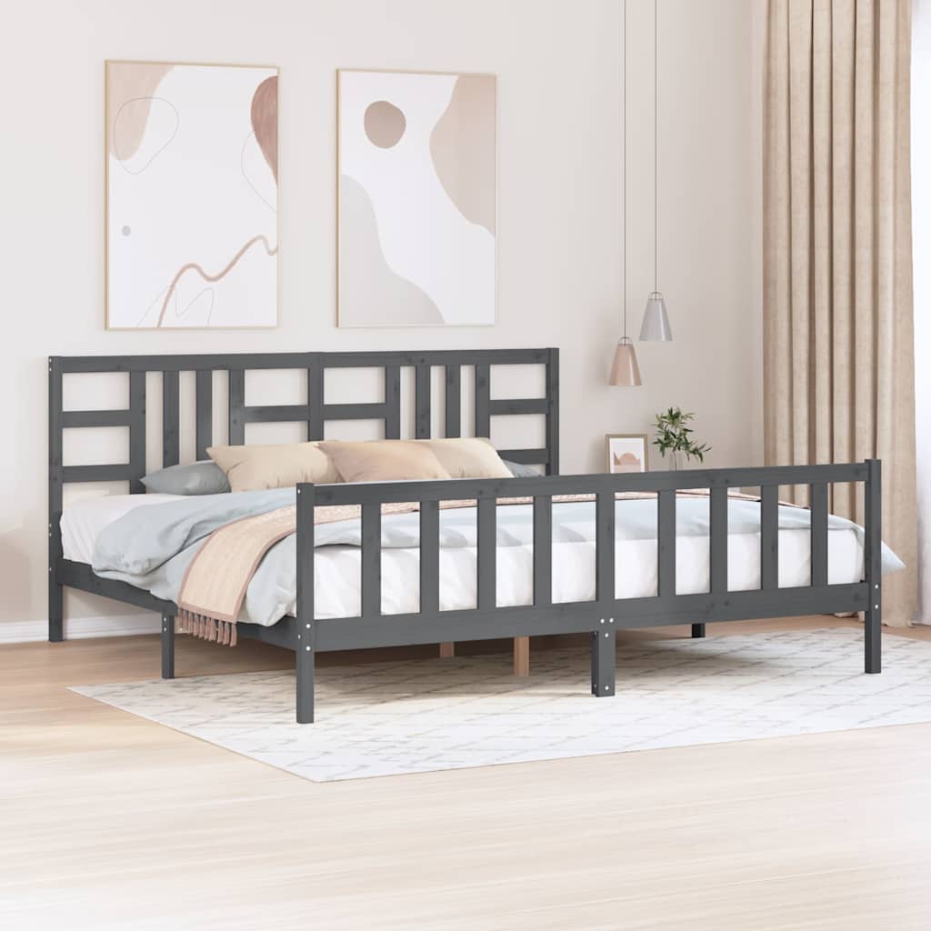 Bed Frame without Mattress Grey 200x200 cm Solid Wood Pine