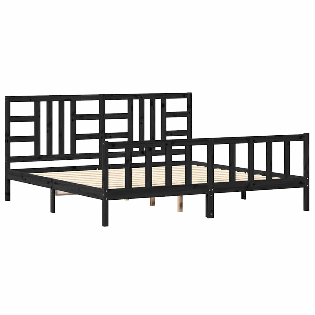 Bed Frame without Mattress Black 200x200 cm Solid Wood Pine
