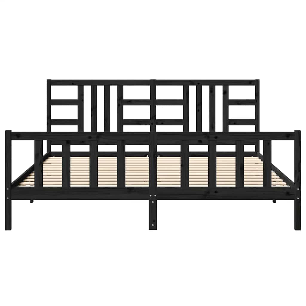 Bed Frame without Mattress Black 200x200 cm Solid Wood Pine