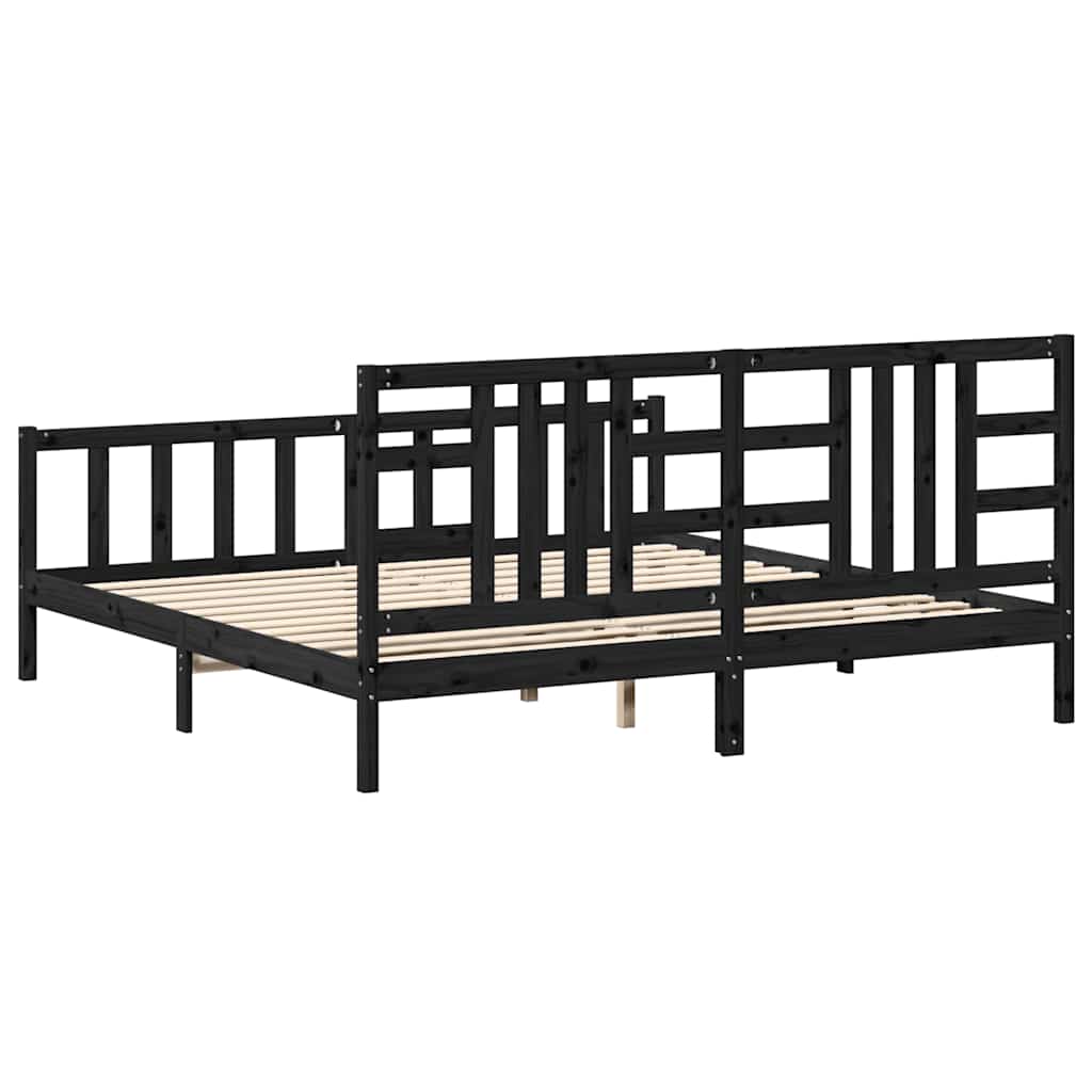 Bed Frame without Mattress Black 200x200 cm Solid Wood Pine
