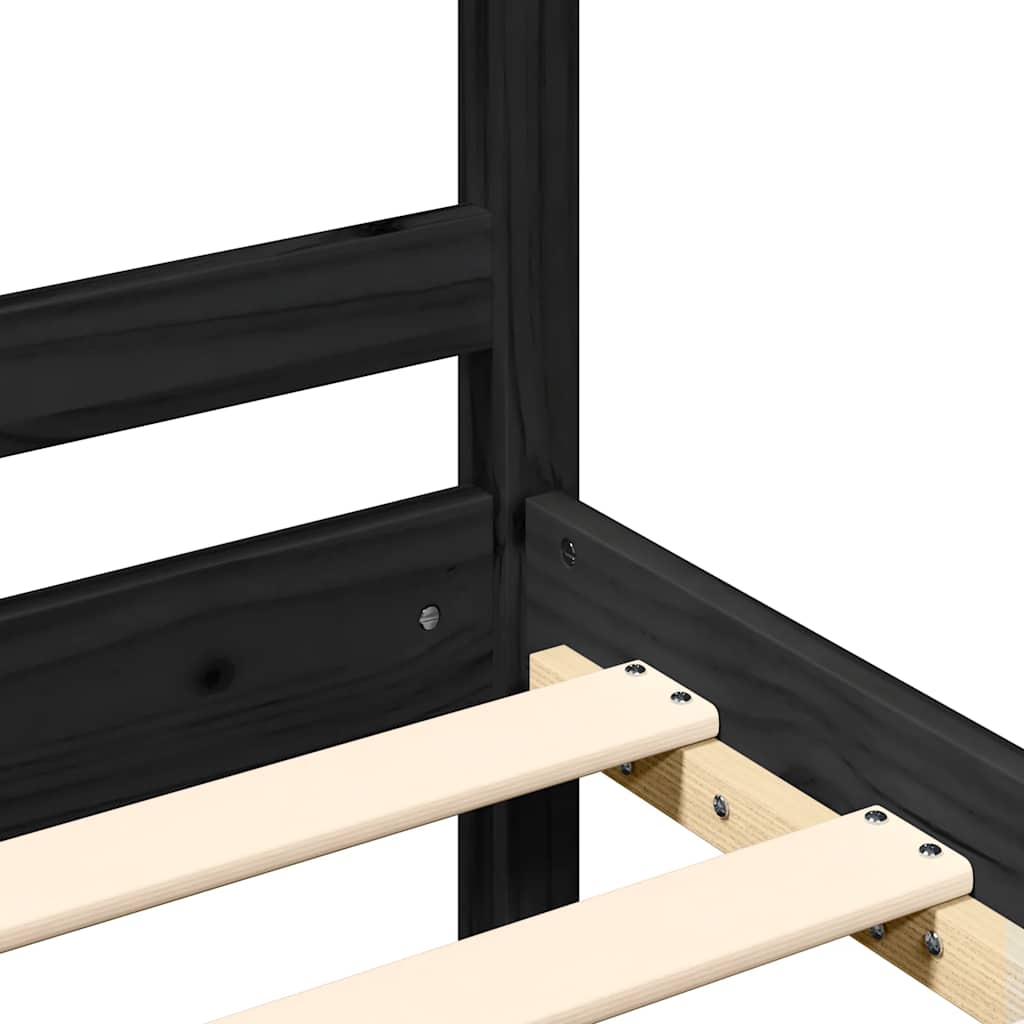 Bed Frame without Mattress Black 200x200 cm Solid Wood Pine