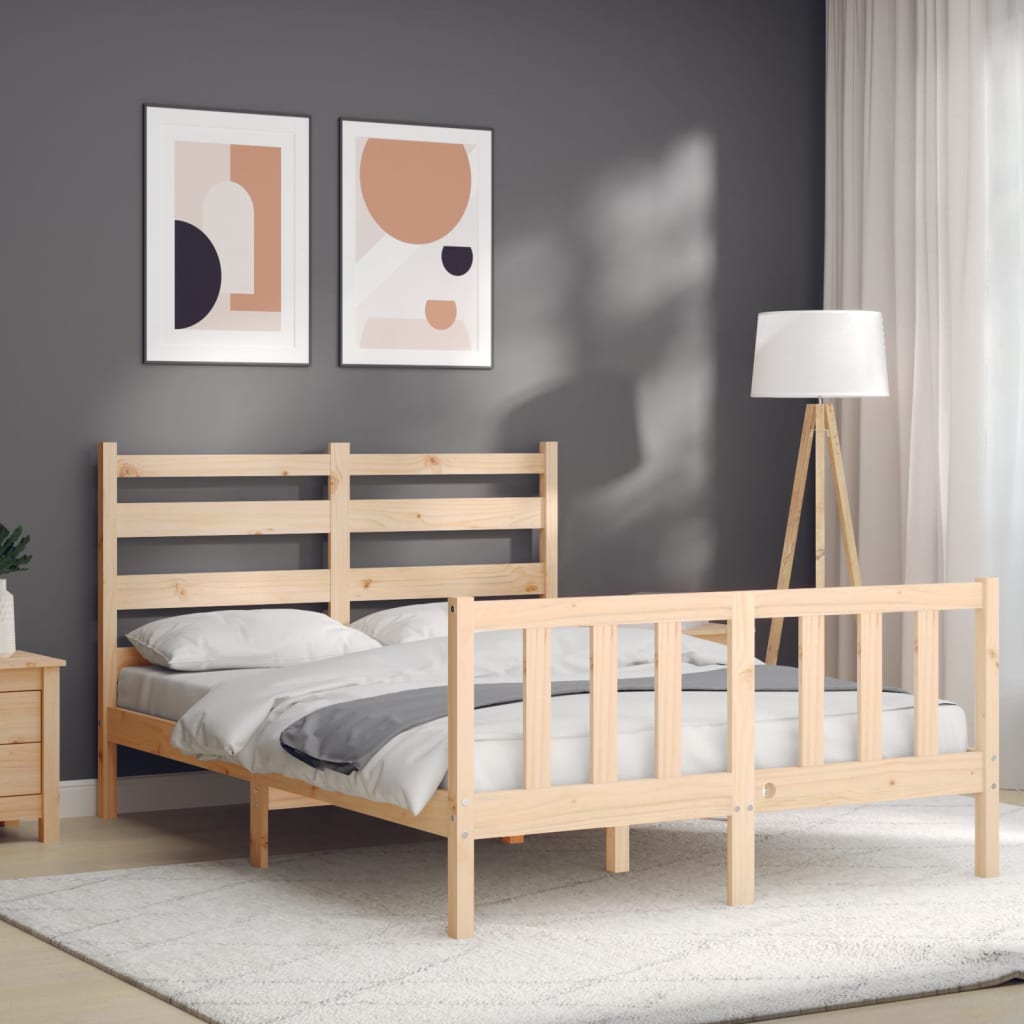 vidaXL Bed Frame without Mattress Double Solid Wood Pine