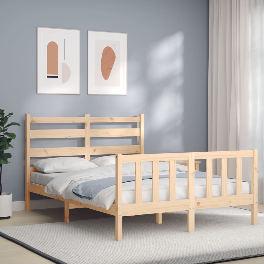 vidaXL Bed Frame without Mattress Double Solid Wood Pine