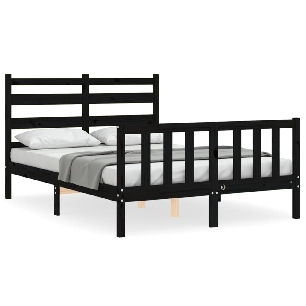 vidaXL Bed Frame without Mattress Black 140x200 cm Solid Wood Pine