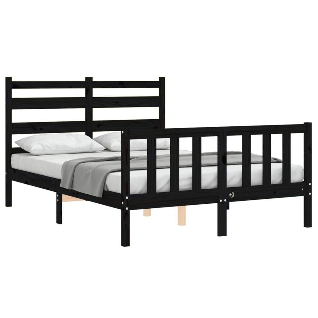 vidaXL Bed Frame without Mattress Black 140x200 cm Solid Wood Pine