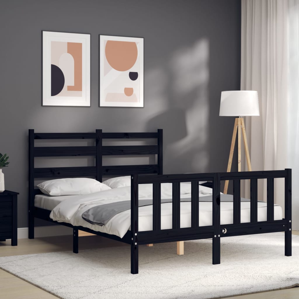 vidaXL Bed Frame without Mattress Black 140x200 cm Solid Wood Pine