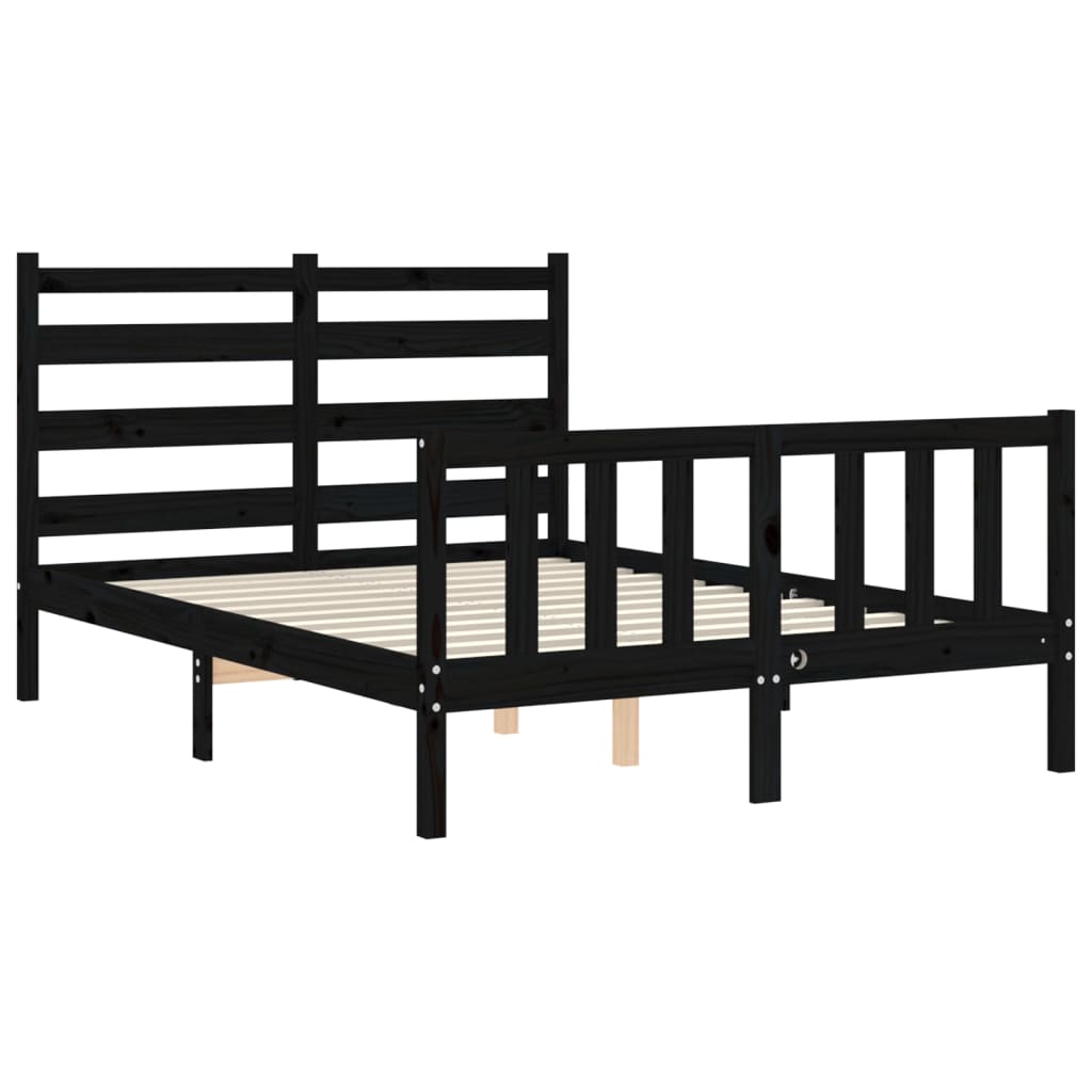 vidaXL Bed Frame without Mattress Black 140x200 cm Solid Wood Pine