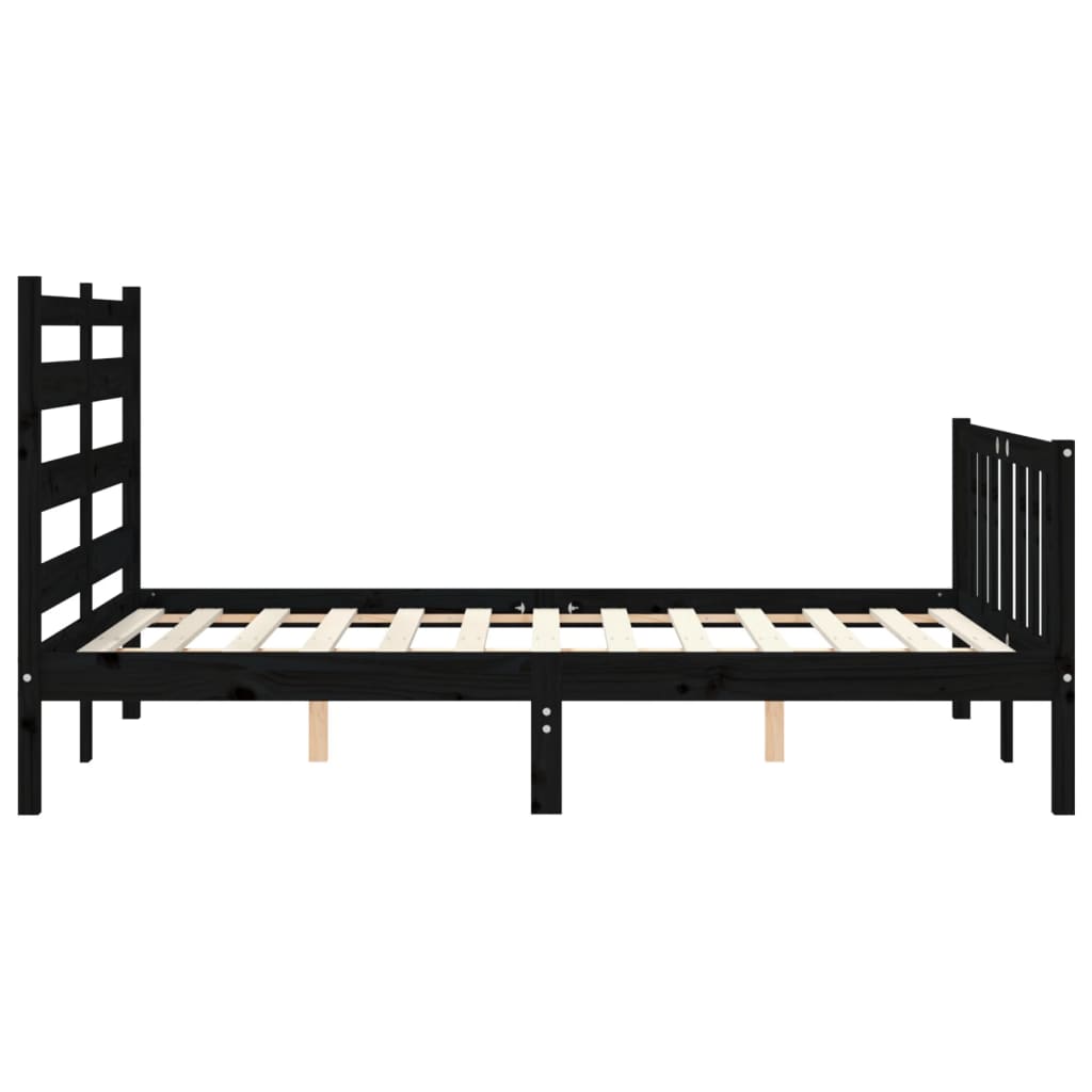 vidaXL Bed Frame without Mattress Black 140x200 cm Solid Wood Pine