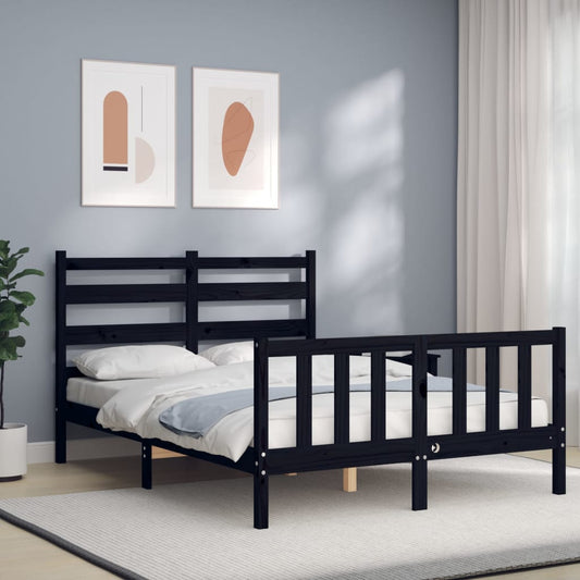 vidaXL Bed Frame without Mattress Black 140x200 cm Solid Wood Pine