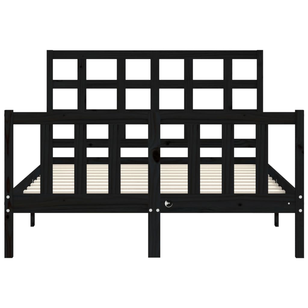 vidaXL Bed Frame without Mattress Black 140x200 cm Solid Wood Pine