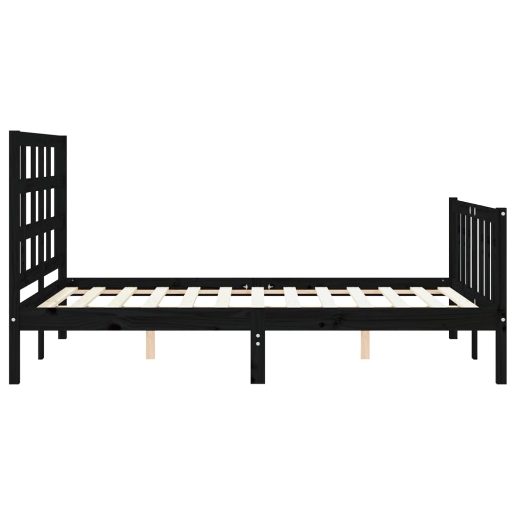 vidaXL Bed Frame without Mattress Black 140x200 cm Solid Wood Pine