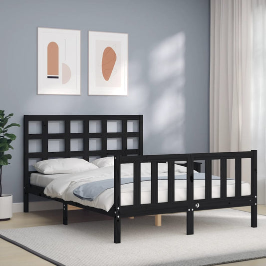 vidaXL Bed Frame without Mattress Black 140x200 cm Solid Wood Pine