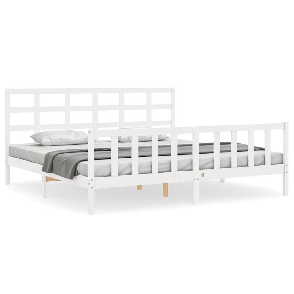 vidaXL Bed Frame without Mattress White Solid Wood Pine