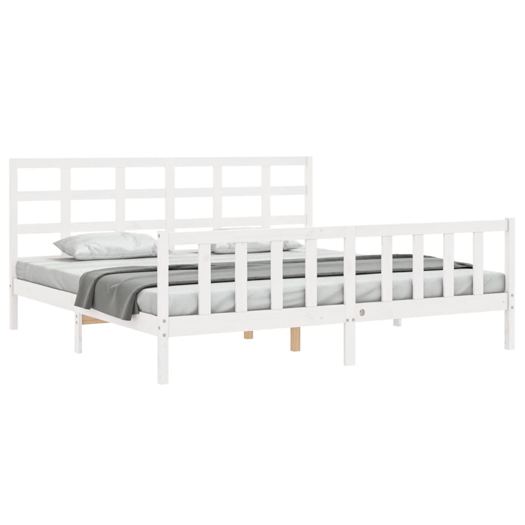 vidaXL Bed Frame without Mattress White Solid Wood Pine