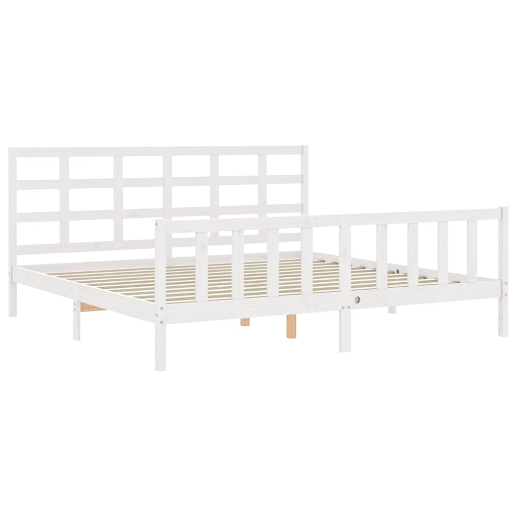 vidaXL Bed Frame without Mattress White Solid Wood Pine