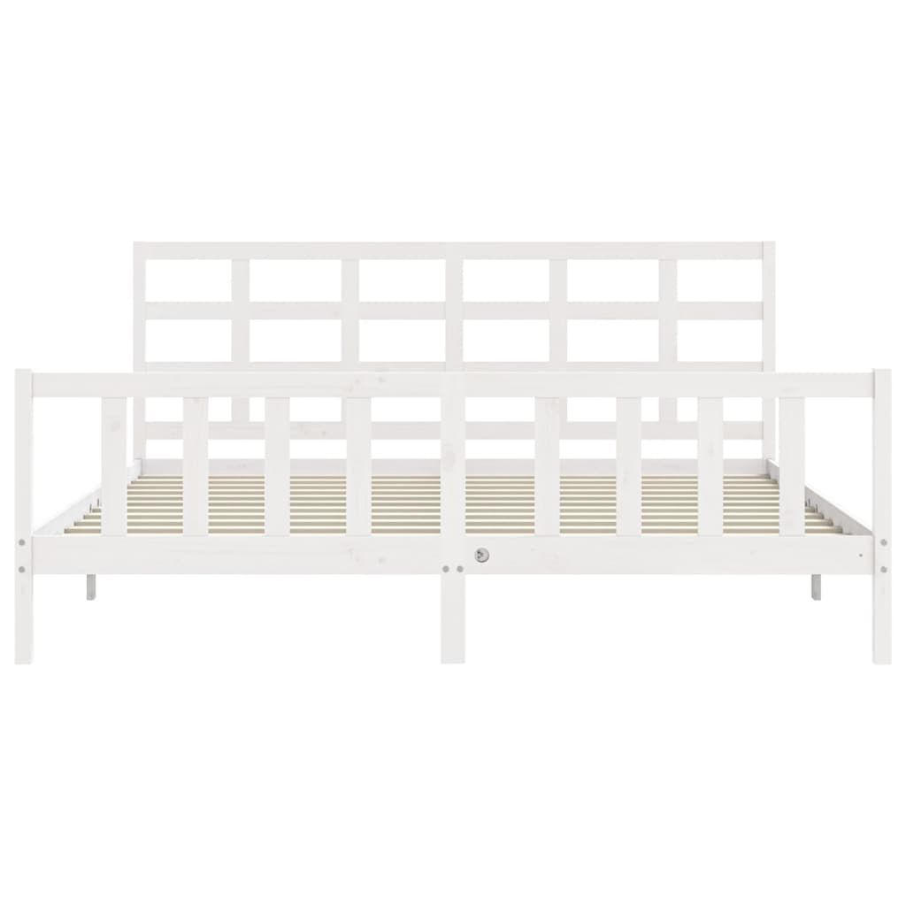 vidaXL Bed Frame without Mattress White Solid Wood Pine