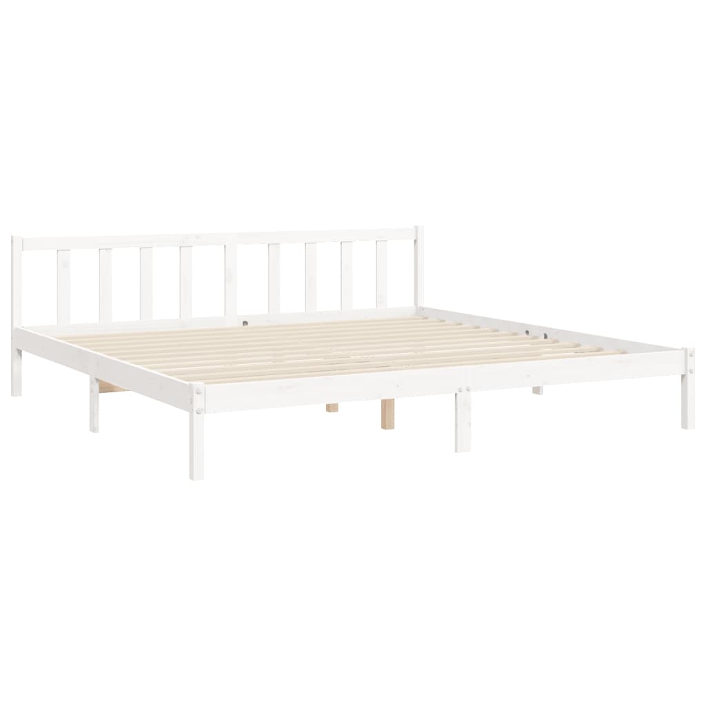 vidaXL Bed Frame without Mattress White Solid Wood Pine