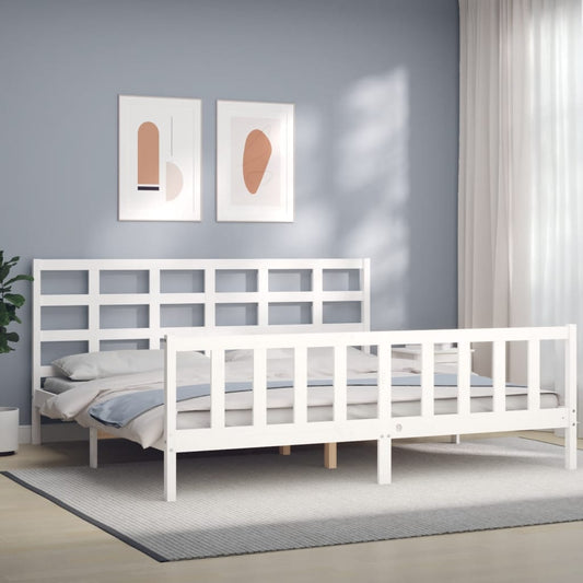 vidaXL Bed Frame without Mattress White Solid Wood Pine