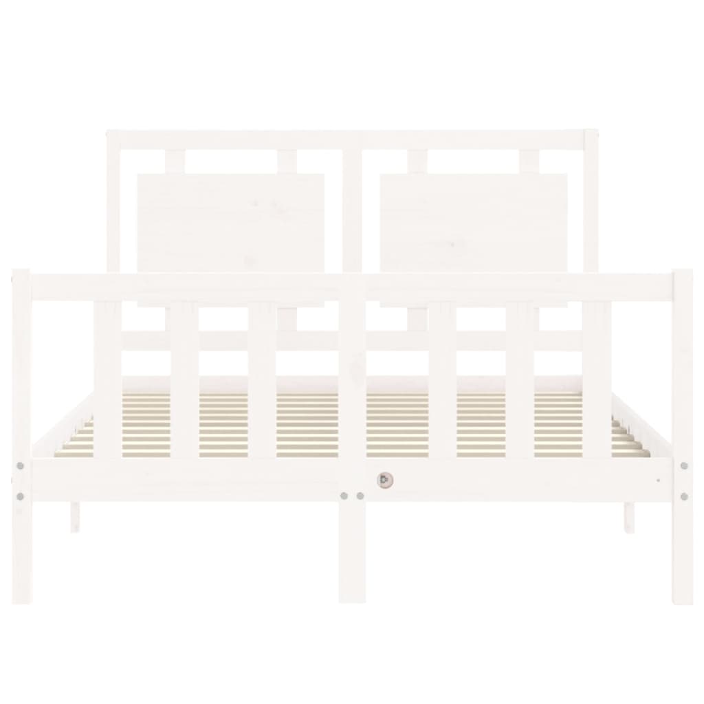 vidaXL Bed Frame with Headboard White 140x190 cm Solid Wood