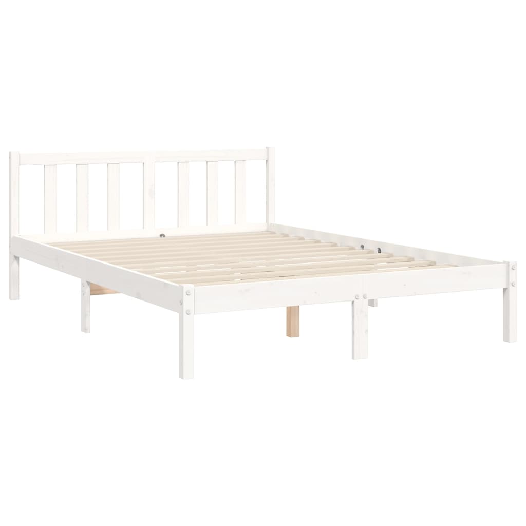 vidaXL Bed Frame with Headboard White 140x190 cm Solid Wood