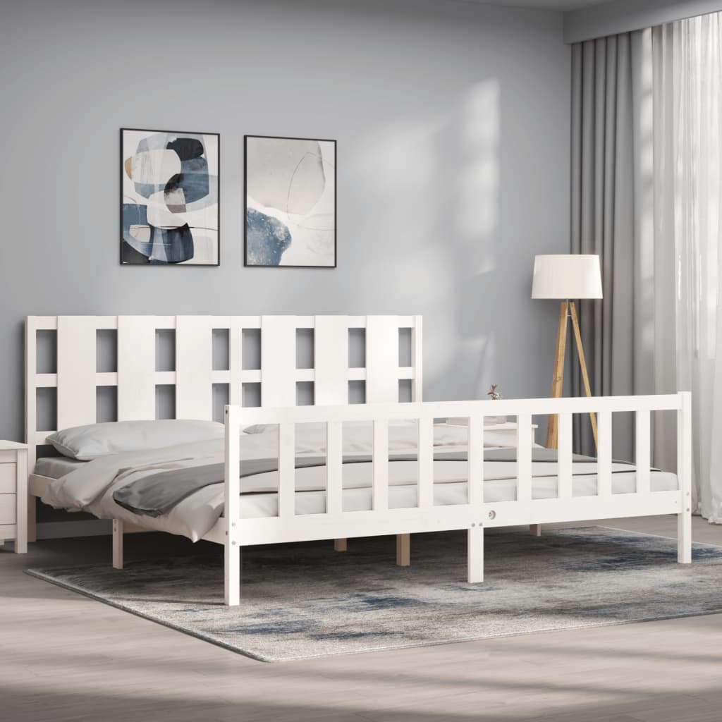 vidaXL Bed Frame without Mattress White 200x200 cm Solid Wood Pine