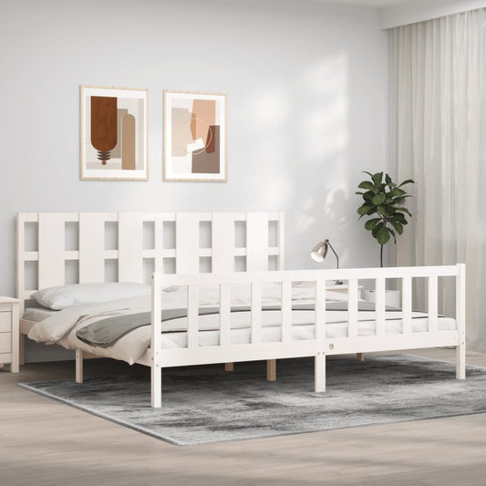 vidaXL Bed Frame without Mattress White 200x200 cm Solid Wood Pine