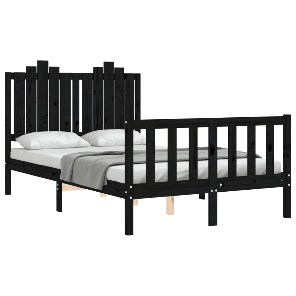 vidaXL Bed Frame without Mattress Black 120x200 cm Solid Wood Pine