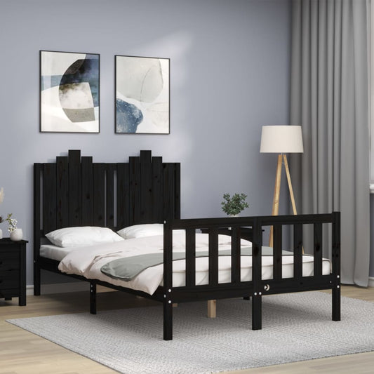 vidaXL Bed Frame without Mattress Black 120x200 cm Solid Wood Pine