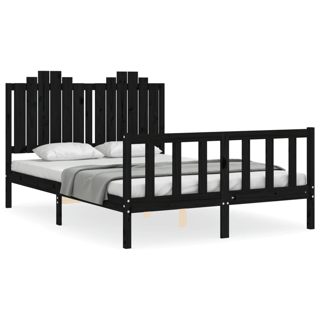 vidaXL Bed Frame without Mattress Black 140x200 cm Solid Wood Pine