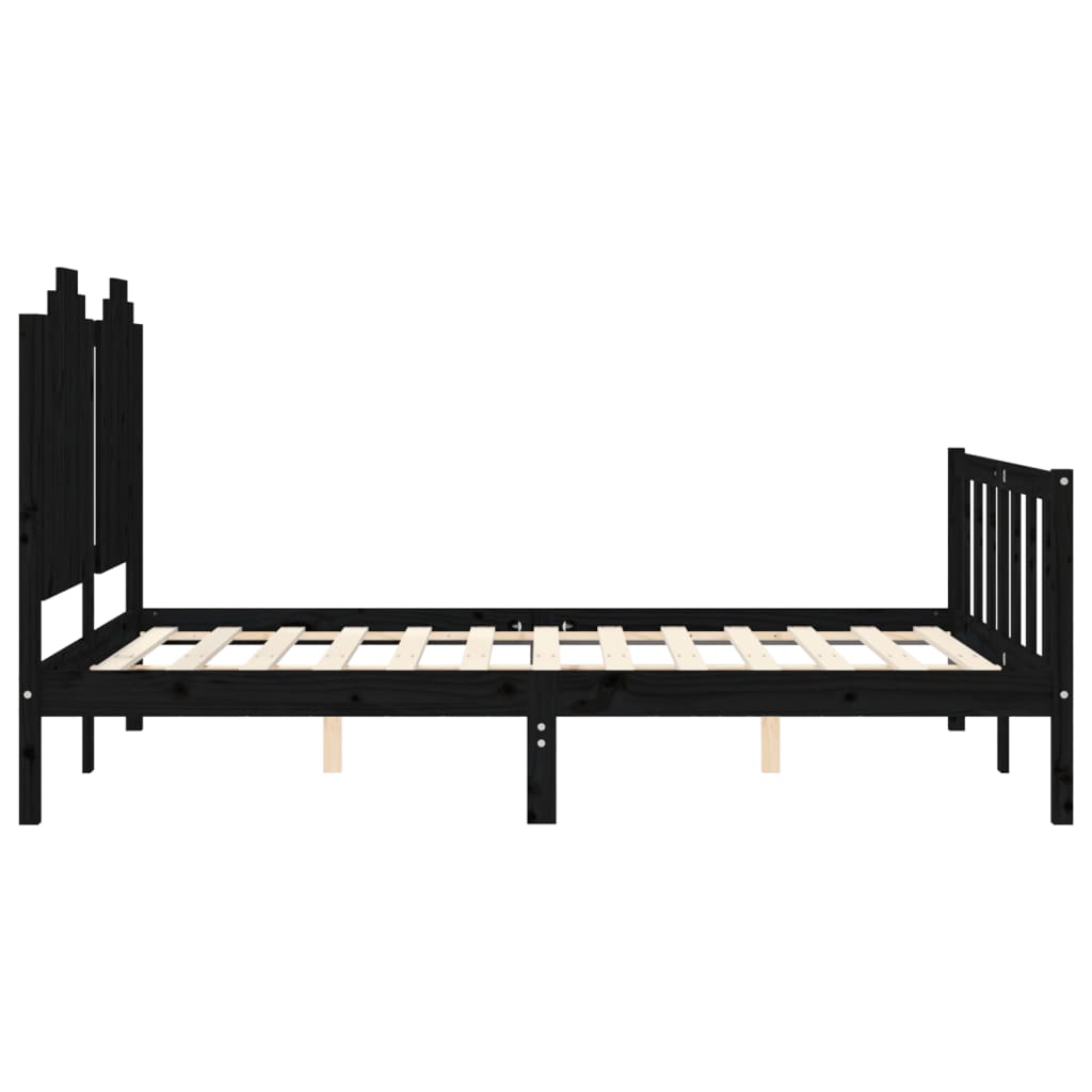 vidaXL Bed Frame without Mattress Black 140x200 cm Solid Wood Pine