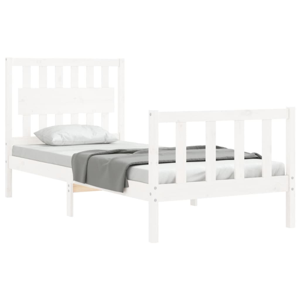 vidaXL Bed Frame without Mattress White Single Solid Wood Pine