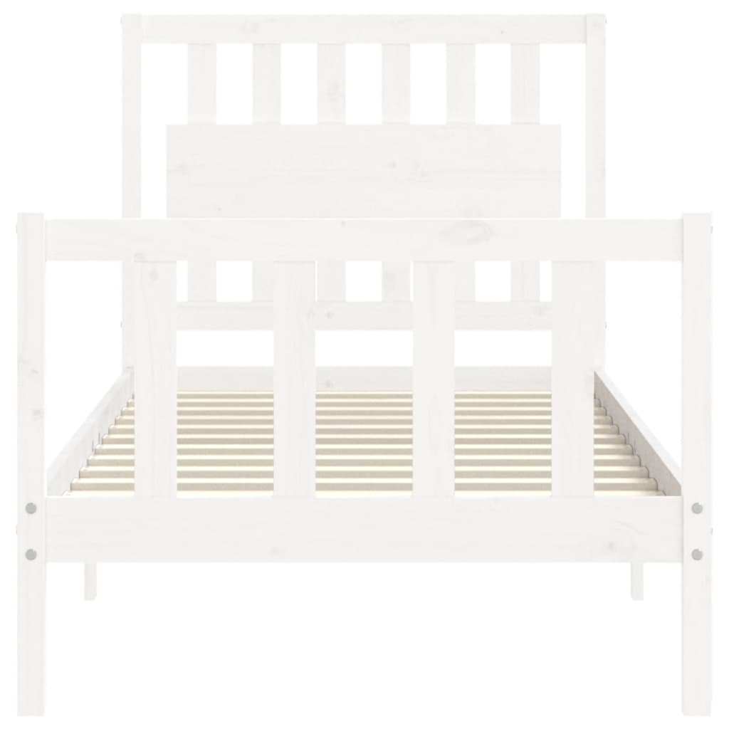 vidaXL Bed Frame without Mattress White Single Solid Wood Pine